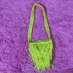 HANDCRAFTED, HAND CROCHETED YELLOW FRINGE PURSE FOR GIRLS